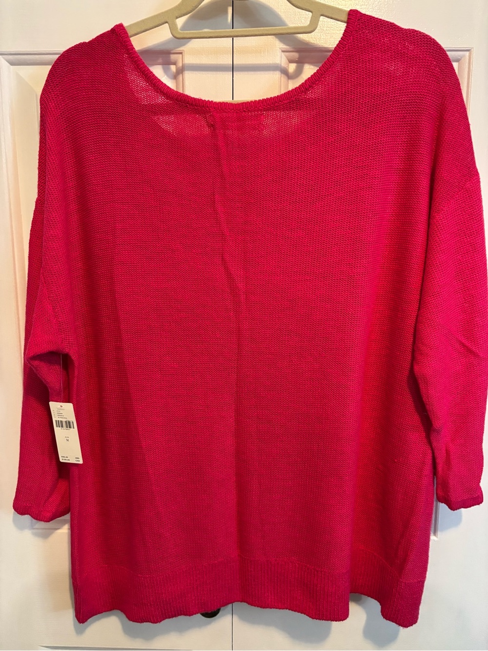 NWT Anthropologie Mayfield Knit Linen Blend Sweater in Hot Pink - Picture 2 of 6